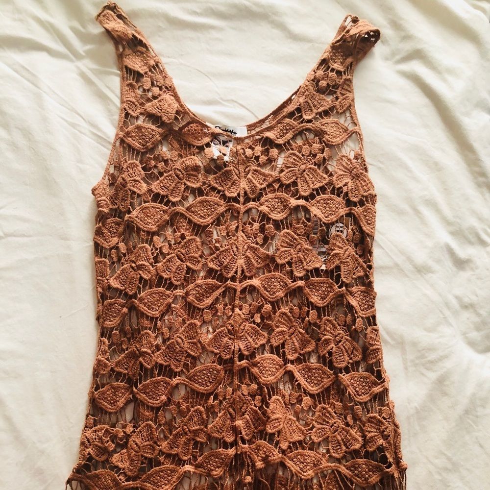 Pinky Brown Lace Top - Medium BNWT
